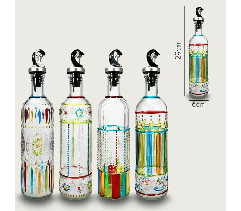 Bouteille à huile Colorata 50 cl - verre, bec anti-goutte et bouchon