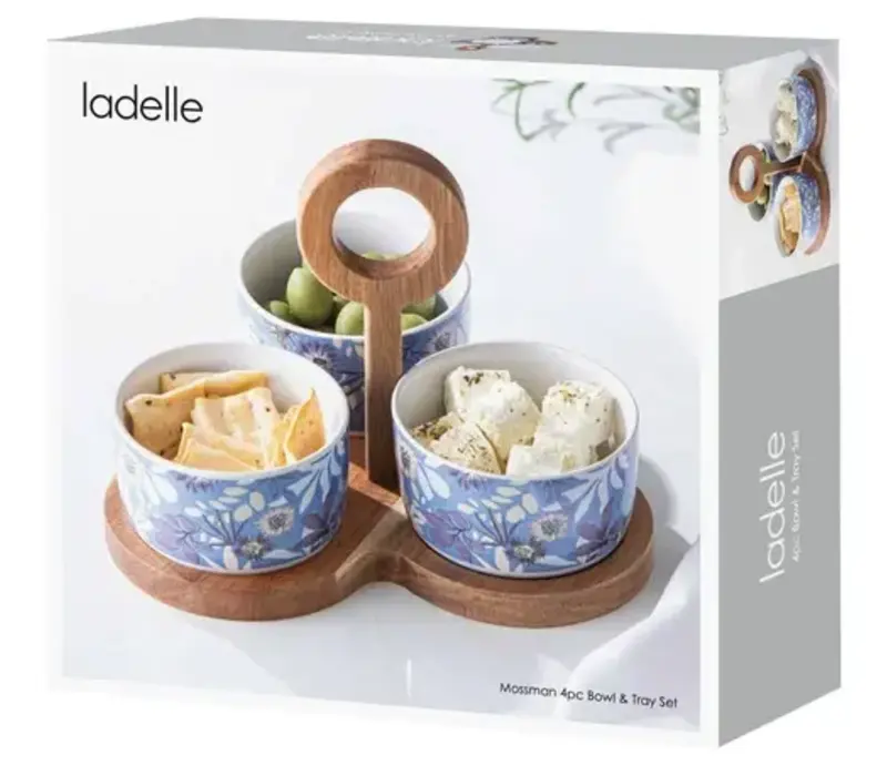 Mossman Set de bols 4 pièces avec plateau 22 x 21 cm