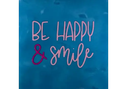 Yett Spruchfliese Be happy & smile - hellblau