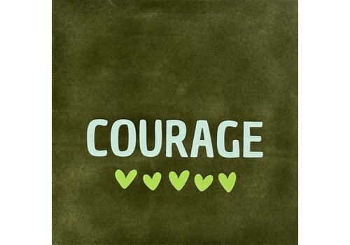 Yett Carreau à message Courage - olive