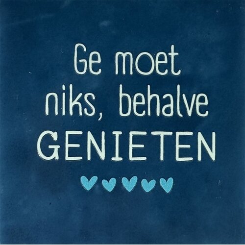 Carreau à message Ge moet niks, behalve genieten - bleu foncé 