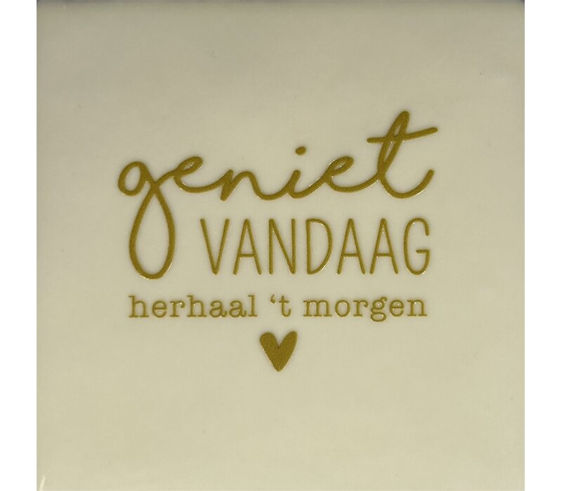 Carreau à message Geniet vandaag, herhaal 't morgen - crème