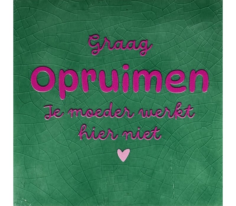 Spruchfliese Graag opruimen je moeder werkt hier niet - knallgrün
