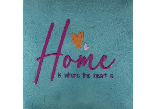 Yett Quote tile Home is where the heart is - green