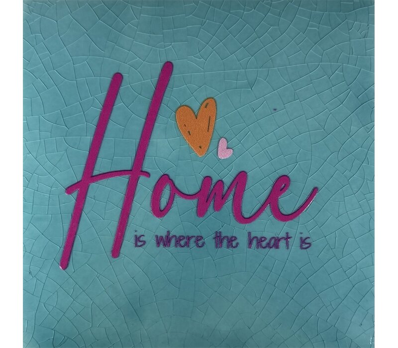 Spruchfliese Home is where the heart is - grün