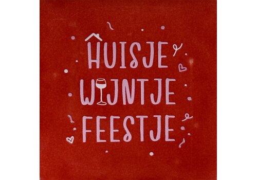 Yett Carreau à message Huisje wijntje feestje - rouge