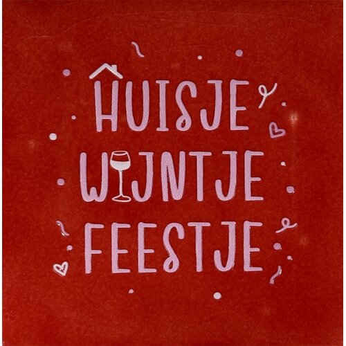 Wenstegeltje Huisje wijntje feestje - rood 