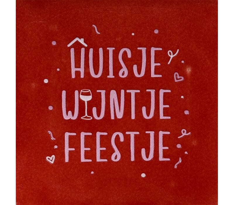 Carreau à message Huisje wijntje feestje - rouge