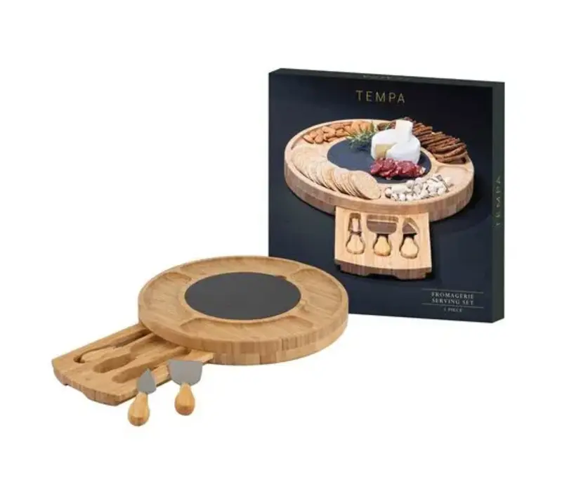 Fromagerie Kaasserveerset 5-delig met leisteen 32 x 32 cm