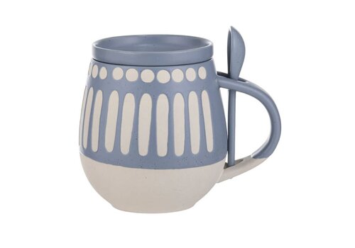 Ladelle Eloise Mug avec dessous et cuillère bleu acier 3 pièces