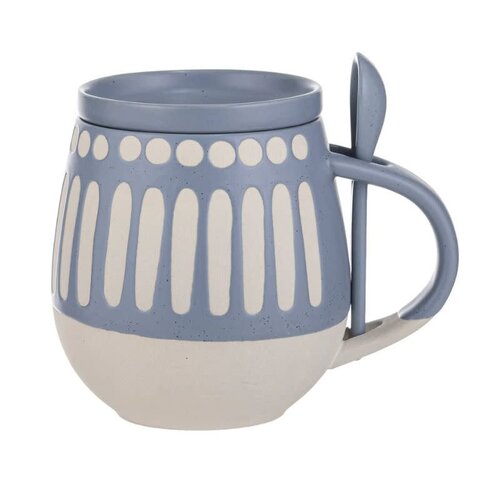 Eloise Mug with coaster and spoon steel blue 3-piece 