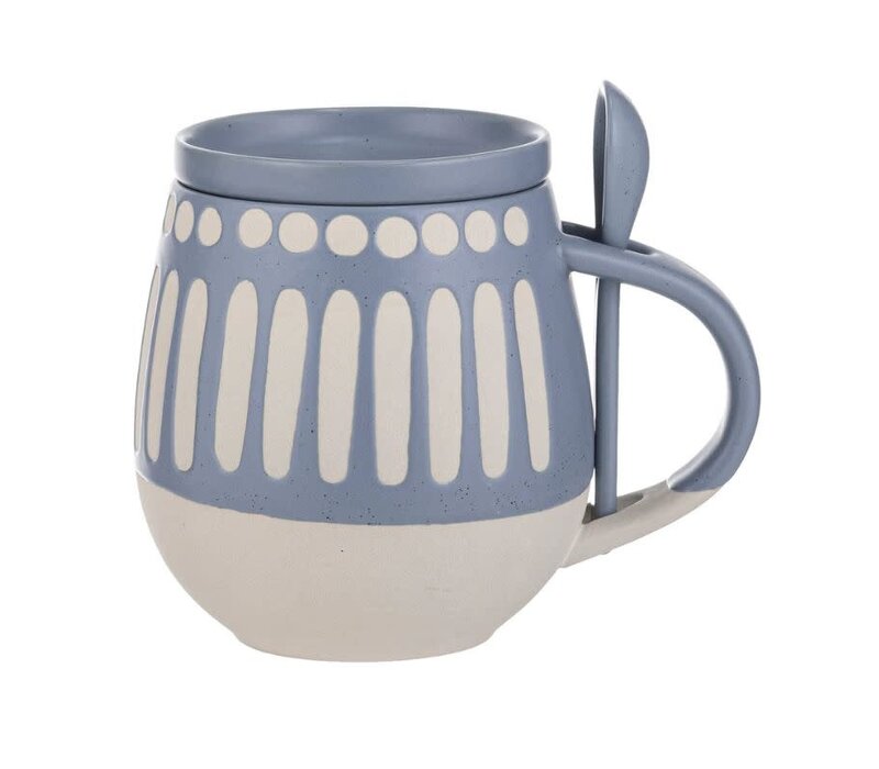 Eloise Mug avec dessous et cuillère bleu acier 3 pièces