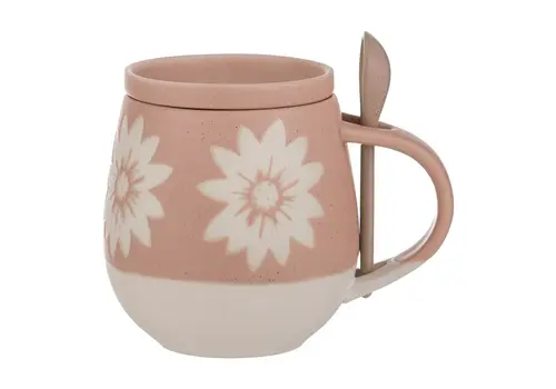 Ladelle Eloise Mug avec dessous et cuillère vieux rose 3 pièces