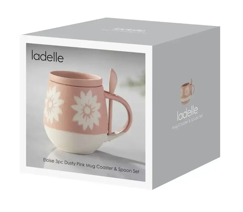 Eloise Mug with coaster and spoon dusty pink 3-piece