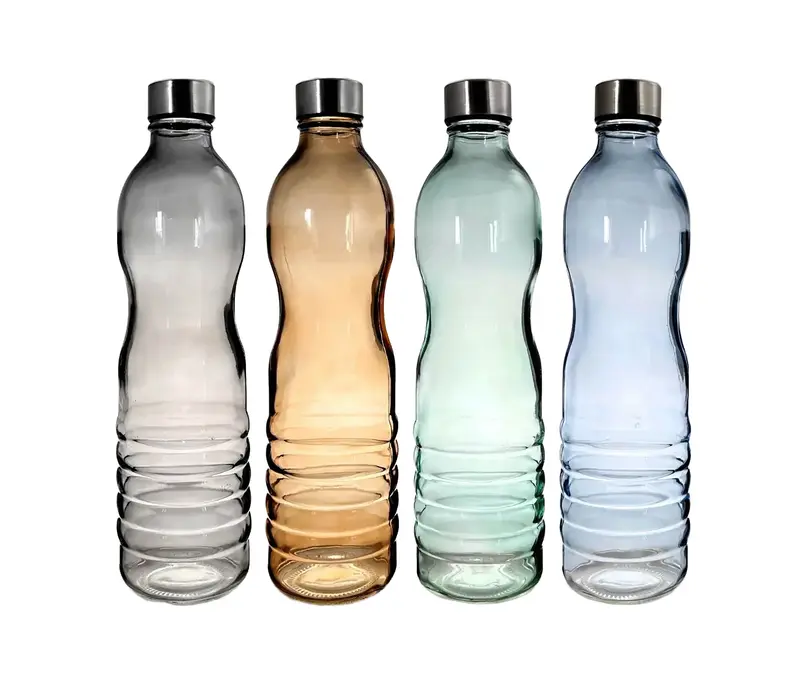 Glass Bottle Classic Design Mixed Colours 1 L