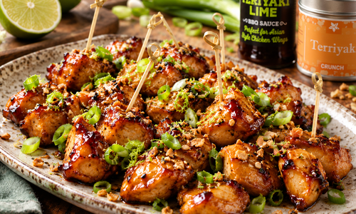 Sticky Teriyaki Lime kippenhapjes met een krokante crunch