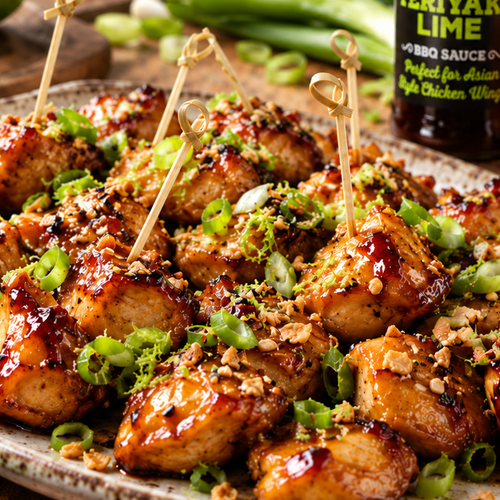 Sticky Teriyaki Lime kippenhapjes met een krokante crunch