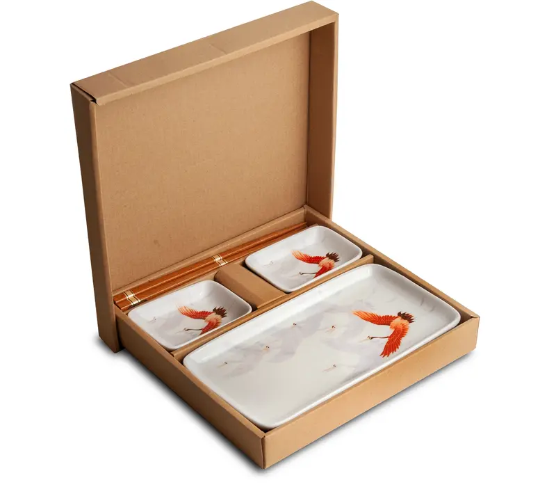 Crane Bird Sushi Set for 2 - Gift Box