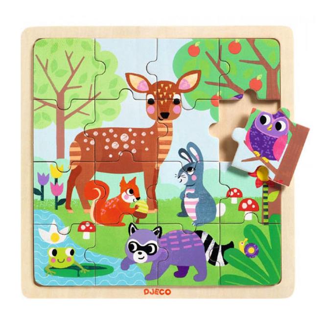 Houten puzzel bos (16st) 3+