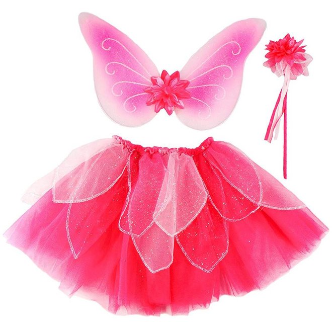 Elfen rok, vleugels & staf fuchsia