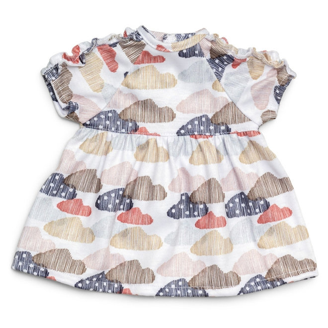 Lillan poppenkleding jurk met wolkjes (voor pop 36-40cm)