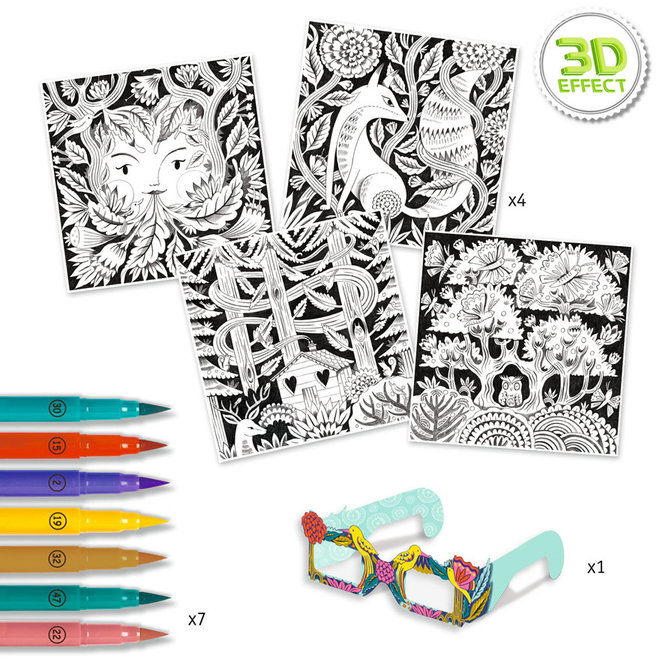 Kleuren met stiften 3D effect - Fantasy Forest (7-13 jaar)