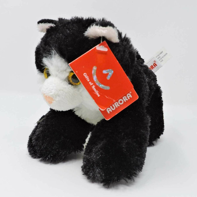 Knuffel kat zwart/wit (20cm)