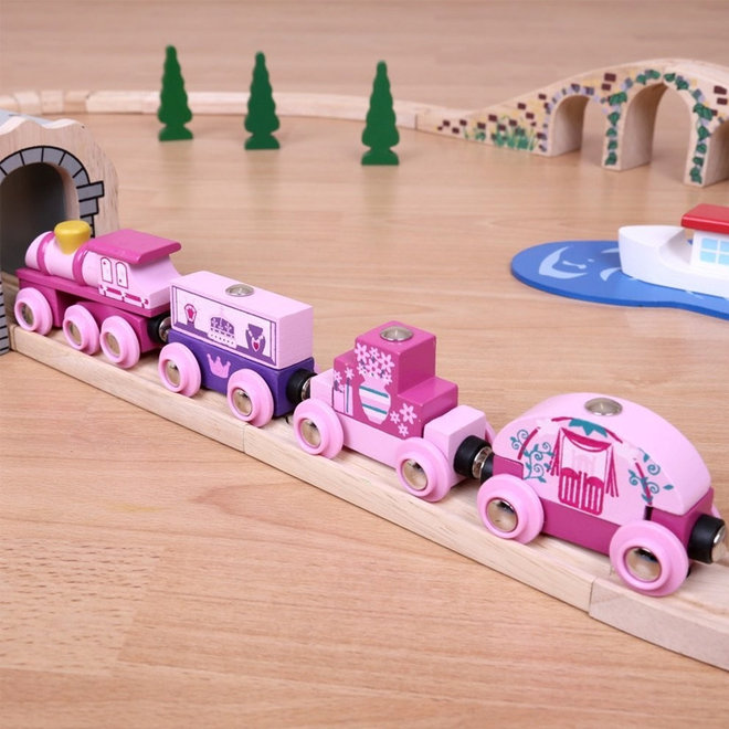 Houten trein roze prinsessen