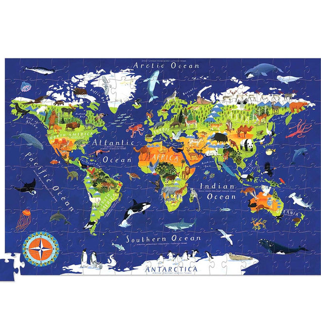 Puzzel + poster - Wereld (200st) 6+