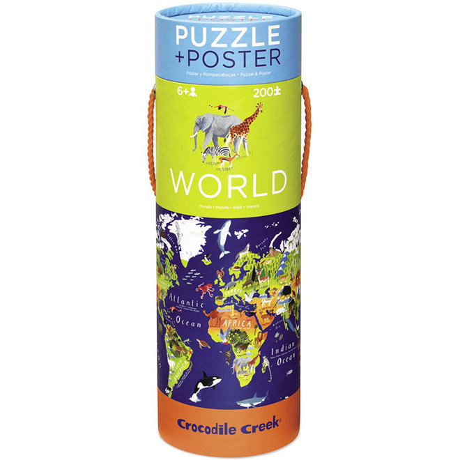 Puzzel + poster - Wereld (200st) 6+