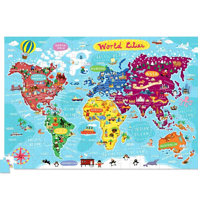 Puzzel + poster - Wereld steden (200st) 6+