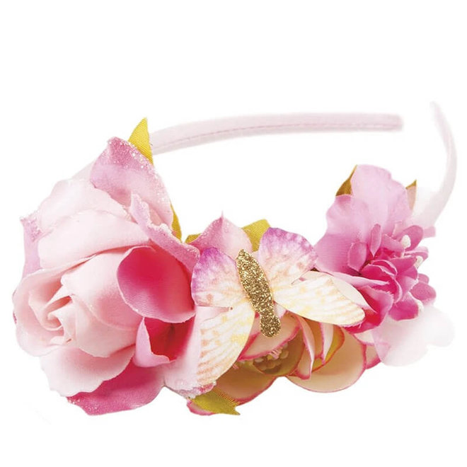 Diadeem met bloemen & vlinder