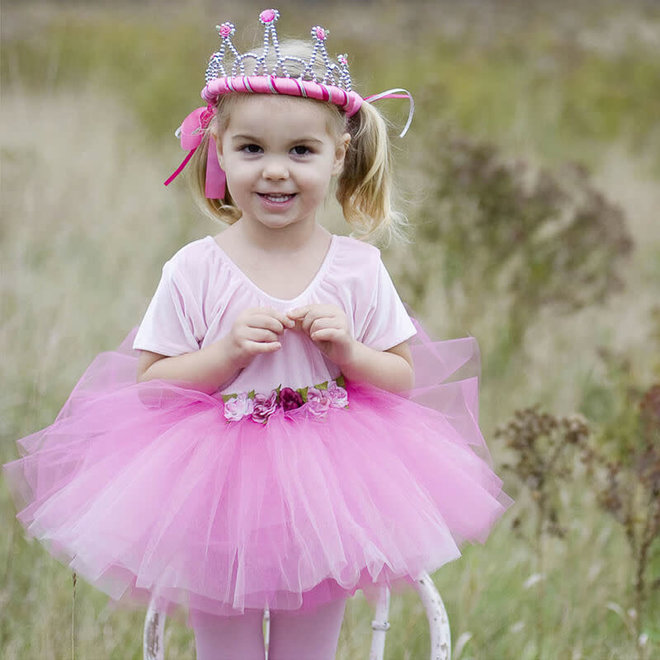 Rok tutu met bloemen roze (4-7 jaar)