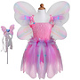 Vlinder jurk met vleugels & staf roze (5-6 jaar)