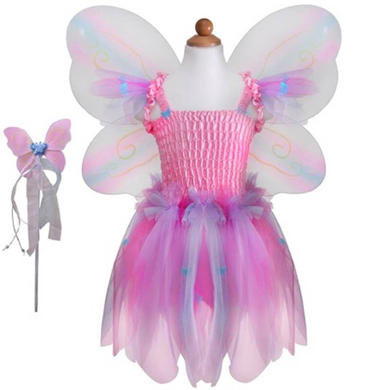 Great Pretenders Vlinder jurk met vleugels & roze (5-6 jaar) - De Speelgoedwinkel