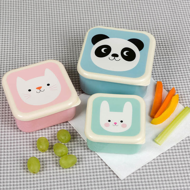 Snackdoosjes set panda, kat & konijn (3st)