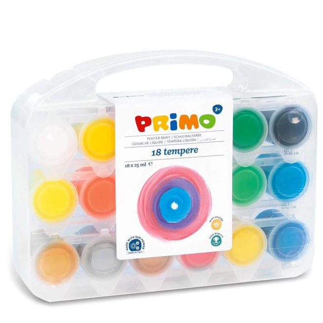 Verf potjes in koffer
