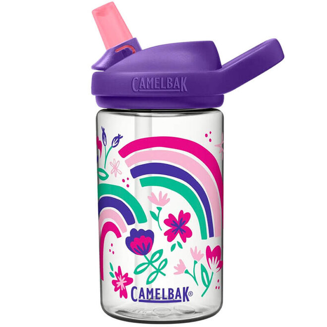 Drinkfles regenboog bloemen