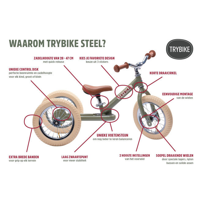 Trybike 2-in-1 Grijs Zwart