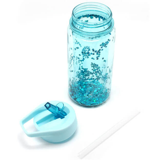 Drinkfles glitter blauw