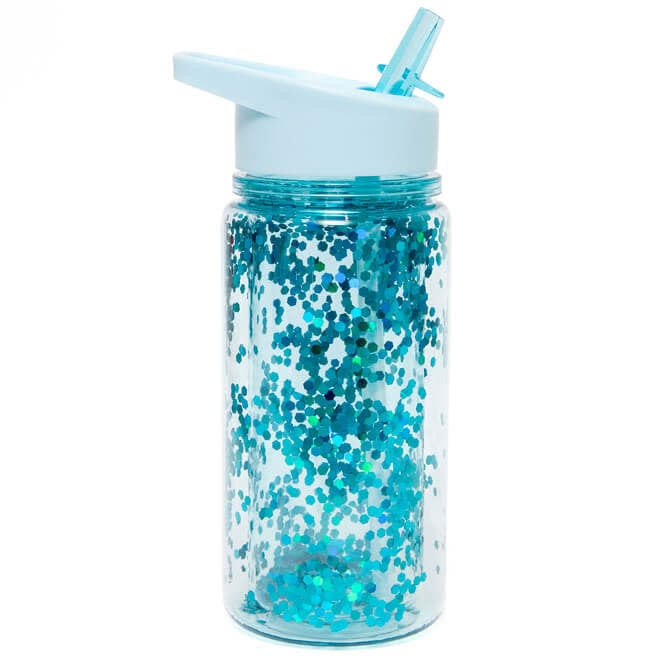 Drinkfles glitter blauw