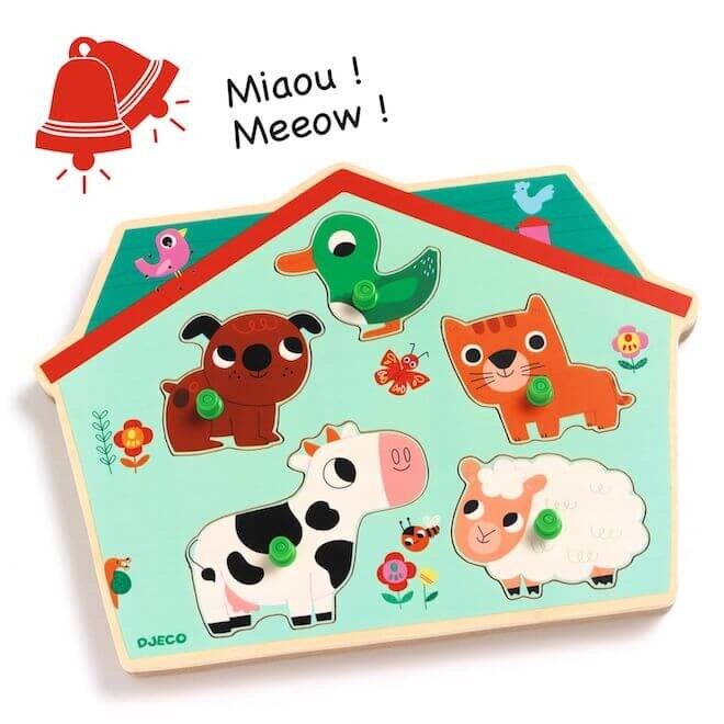 Puzzel met geluid boerderij 1+