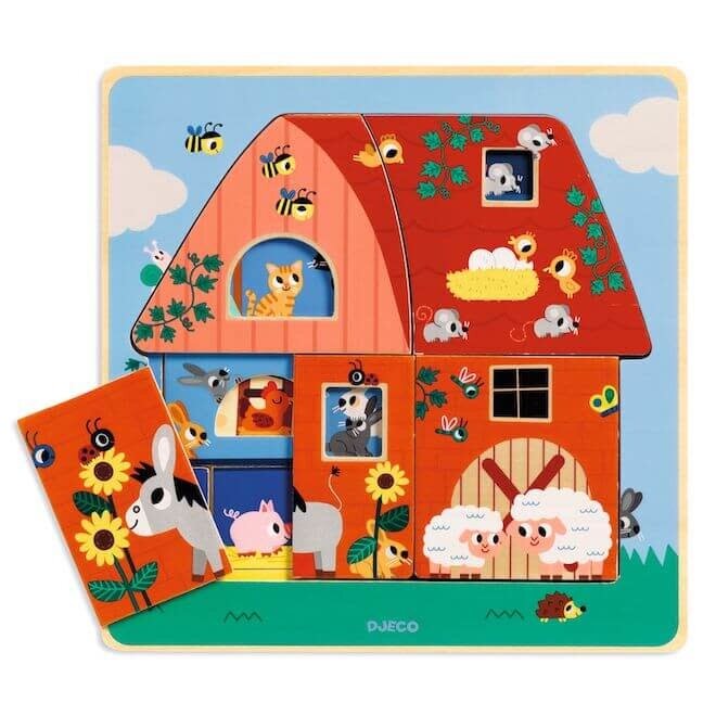 Puzzel met 3 lagen - boerderij 2+