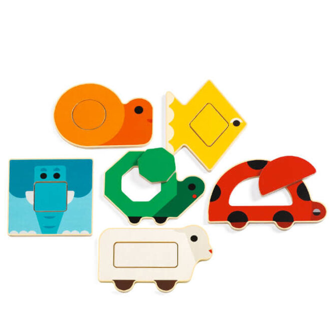 Puzzel vormen & kleuren duo's 1+