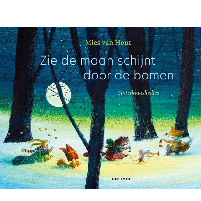 Zie de maan schijnt door de bomen