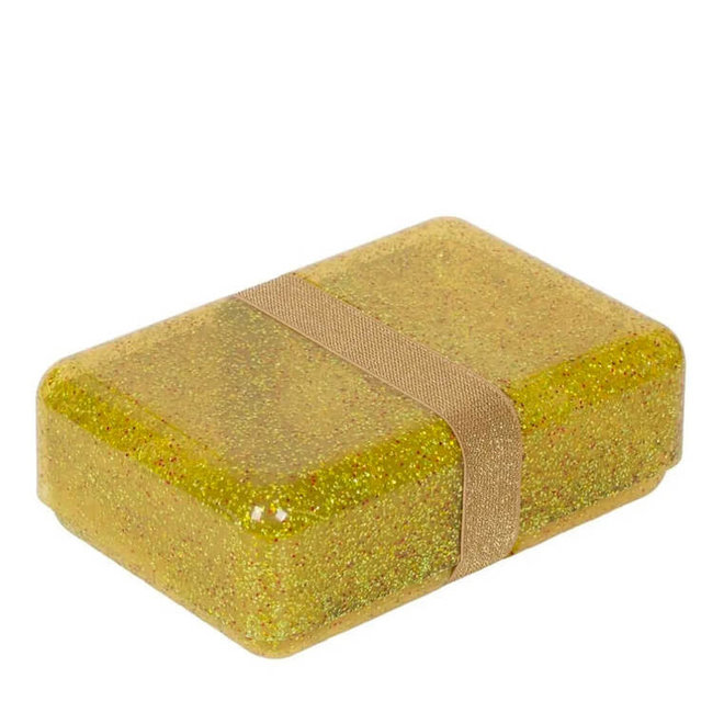 Broodtrommel met elastiek - Glitters goud