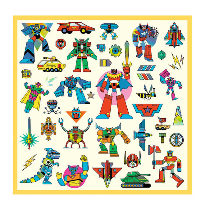 Djeco Stickers Robots Metallic