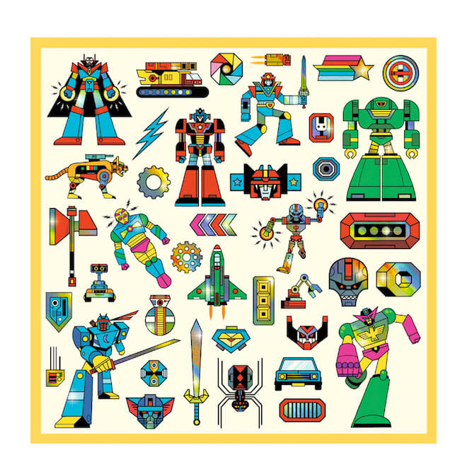 Djeco Stickers Robots Metallic