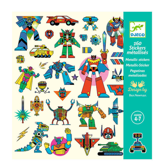 Stickers robots metallic