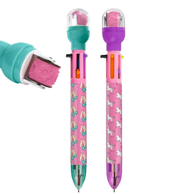 Pen 6-kleuren met stempelroller